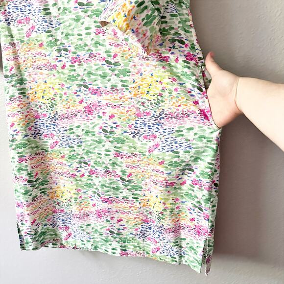 FOXCROFT Vena Linen Impressionist Floral 3/4 Sleeve Dress women’s size large - Picture 6 of 12